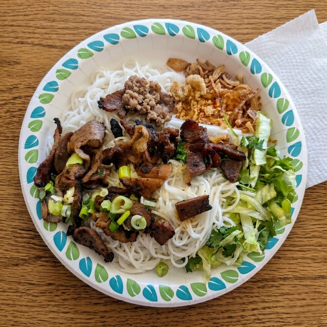 Flame Broiled Pork or Chicken.